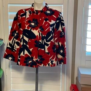Ruby Rd. Red and Blue Floral Blazer